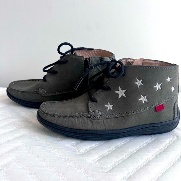 Kids Unisex Marc Joseph Handcrafted Leather Green Side Zip Ankle Boots Size 1.5 - Picture 1 of 8